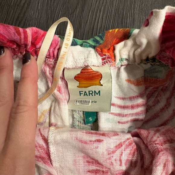 FARM RIO toucan linen shorts with elastic waist colorful vibrant tropical small - Picture 7 of 9